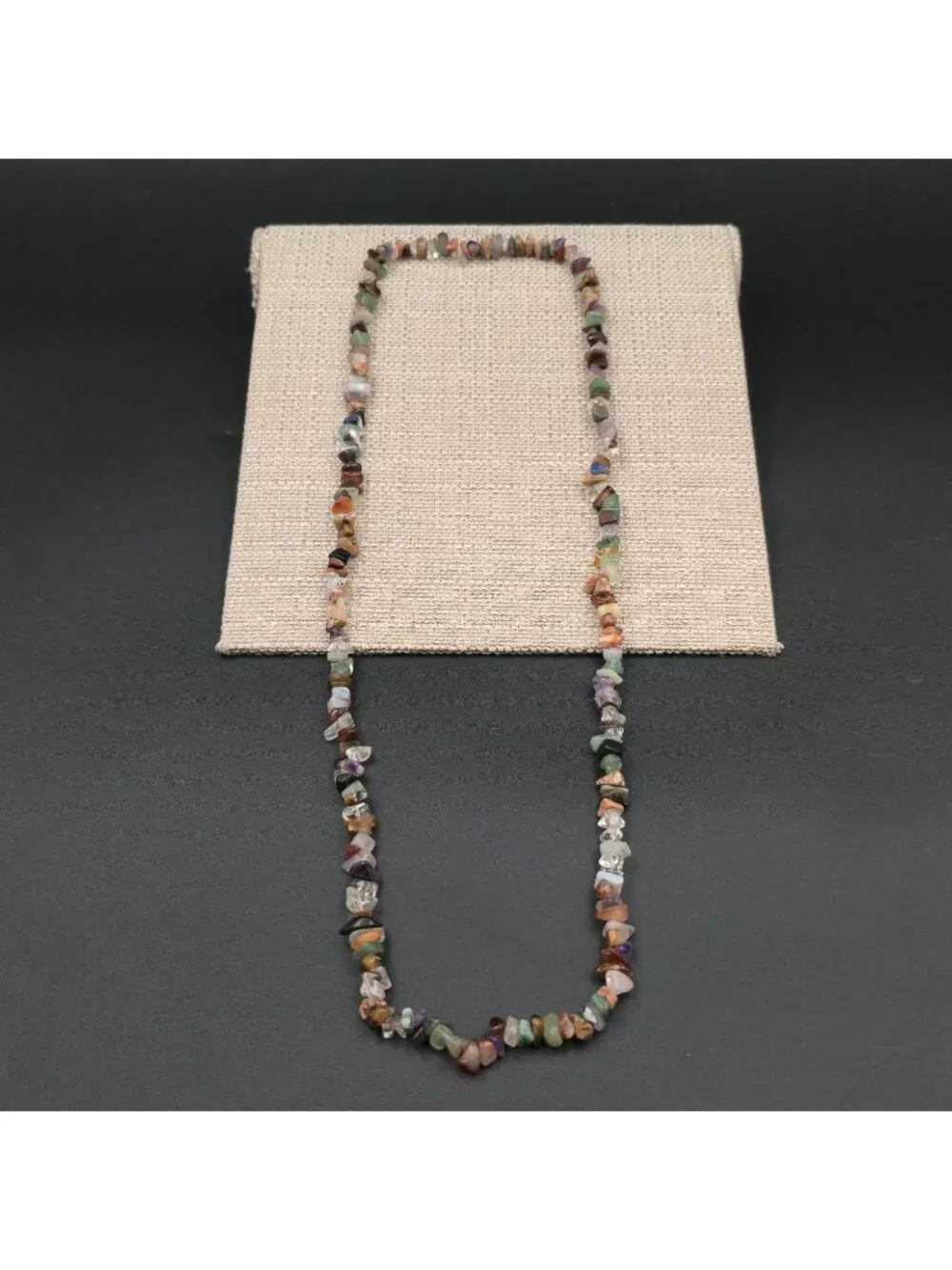 Polished Mixed Stone Tumbled Pebble Strand Necklace - 16" Slip On B1198 - Picture 2 of 5